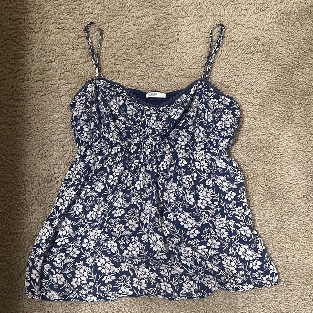 floral blue tank top